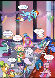 Size: 1790x2543 | Tagged: safe, artist:doublewbrothers, apple bloom, applejack, fluttershy, maud pie, pinkie pie, princess celestia, princess luna, rainbow dash, rarity, scootaloo, smooze, sweetie belle, tree hugger, twilight sparkle, alicorn, earth pony, pegasus, pony, unicorn, g4, make new friends but keep discord, backwards cutie mark, bipedal, bloodshot eyes, breaking the fourth wall, cheering, clothes, comic, cropped, cutie mark crusaders, derp, dress, drugs, eye contact, female, fluttertree, flying, fourth wall, frown, gala dress, glare, grin, hat, hi girls, high, high res, hippie, hug, implied marijuana, incest, lesbian, looking at you, luna is not amused, mane six, mare, naked rarity, nudist, nudity, open mouth, pinkamena diane pie, pointing, pot brownies, pot cookies, pouting, pun, ship:princest, shipping, smiling, stoned, this will end in jail time, this will end in tears, tree stoner, twilight snapple, twilight sparkle (alicorn), unamused, underhoof, undressing, upside down, varying degrees of amusement, varying degrees of want, visual pun, wall of tags, wide eyes