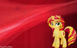 Size: 1024x640 | Tagged: safe, artist:theshadowstone, artist:xxstrawberry-rosexx, sunset shimmer, pony, unicorn, g4, alternate hairstyle, crystallized, simple background, vector, wallpaper
