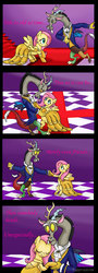 Size: 1550x4283 | Tagged: safe, artist:raggyrabbit94, discord, fluttershy, g4, beauty and the beast, clothes, comic, comic strip, crossover, female, male, ship:discoshy, shipping, straight