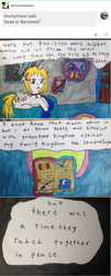 Size: 796x1967 | Tagged: safe, artist:ask-luciavampire, oc, oc only, oc:lucia nightblood, vampire, vampony, tumblr:ask-luciavampire, ask, book, bookshelf, choker, comic, folded wings, implied princess celestia, implied princess luna, levitation, magic, magic aura, telekinesis, tumblr, two toned magic, wings