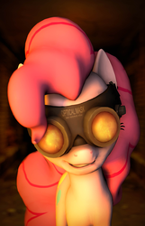 Size: 2089x3240 | Tagged: safe, artist:yutogashi, pinkie pie, g4, 3d, female, glasses, high res, pyrovision goggles, smiling, solo, source filmmaker, team fortress 2