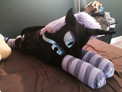Size: 3264x2448 | Tagged: safe, artist:neysanight, nightmare moon, g4, clothes, cute, high res, irl, photo, plushie, socks, striped socks