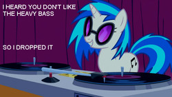 Size: 512x288 | Tagged: safe, dj pon-3, vinyl scratch, g4, exploitable meme, image macro, meme