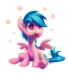 Size: 1121x1216 | Tagged: safe, artist:dawnfire, firefly, pony, g1, g4, colored pupils, female, g1 to g4, generation leap, looking up, open mouth, signature, simple background, sitting, smiling, solo, spread wings, stars, transparent background