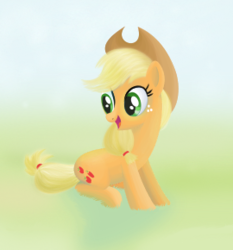 Size: 337x363 | Tagged: safe, artist:tgolyi, applejack, g4, female, grass, happy, sitting, smiling, solo, svg, vector