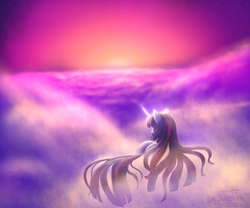 Size: 1200x1000 | Tagged: safe, artist:sweettots, twilight sparkle, alicorn, pony, g4, cloud, cloudy, female, long mane, mare, sky, twilight sparkle (alicorn)