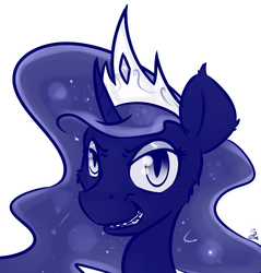 Size: 920x961 | Tagged: safe, nightmare moon, g4, braces, crown, grin, looking at you, portrait