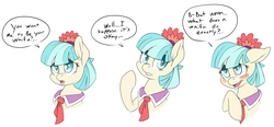 Size: 1548x720 | Tagged: safe, artist:pusspuss, coco pommel, earth pony, pony, g4, blushing, cocobetes, comic, cute, dialogue, female, floppy ears, mare, open mouth, simple background, waifu, white background