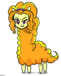 Size: 800x1000 | Tagged: safe, artist:han_hyui, adagio dazzle, alpaca, equestria girls, g4, alpacafied, female, fluffy, grin, looking at you, raised eyebrow, smirk, solo, species swap, wat