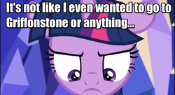 Size: 858x466 | Tagged: safe, screencap, twilight sparkle, alicorn, pony, g4, the lost treasure of griffonstone, blatant lies, disappointed, female, grumpy twilight, image macro, mare, meme, princess tsunlight, solo, tsundere, tsunlight sparkle, twilight sparkle (alicorn)