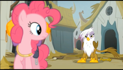 Size: 979x561 | Tagged: safe, screencap, gilda, pinkie pie, griffon, g4, the lost treasure of griffonstone