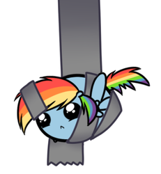 Size: 357x386 | Tagged: safe, artist:thewhisperingsoul, rainbow dash, g4, :<, adorable distress, chubbie, cute, duct tape, female, solo, stuck, tape