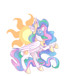 Size: 2400x2784 | Tagged: safe, artist:charellet, princess celestia, g4, female, high res, rearing, simple background, solo