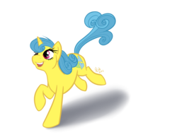 Size: 1280x980 | Tagged: safe, artist:sketchride, lemon hearts, g4, bucking, cute, female, open mouth, raised hoof, running, simple background, smiling, solo, transparent background, vector