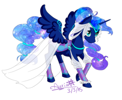 Size: 2731x2250 | Tagged: safe, artist:auriaslayer, princess luna, g4, alternate hairstyle, clothes, dress, female, high res, see-through, simple background, solo, transparent background