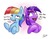 Size: 1510x1178 | Tagged: safe, artist:tsitra360, rainbow dash, twilight sparkle, alicorn, pegasus, pony, g4, season 5, the lost treasure of griffonstone, alternate hairstyle, duo, female, grin, impersonating, mane swap, manebow sparkle, mare, mocking, open mouth, smiling, smirk, tongue out, twilight sparkle (alicorn)