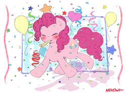 Size: 3100x2300 | Tagged: safe, artist:nekowyn, pinkie pie, g4, blushing, female, high res, party horn, solo