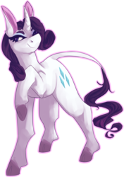 Size: 1106x1575 | Tagged: safe, artist:marshmellowcannibal, rarity, classical unicorn, g4, female, horn, leonine tail, solo