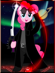 Size: 1563x2048 | Tagged: safe, artist:schoolboy bro, pinkie pie, g4, clothes, longcoat, sword