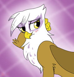 Size: 1238x1303 | Tagged: safe, artist:dawnmistpony, gilda, griffon, g4, blushing, female, gildere, solo, tsundere