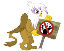 Size: 500x400 | Tagged: safe, artist:elslowmo, gilda, griffon, g4, the lost treasure of griffonstone, female, meme, no fun allowed, sign, simple background, solo, transparent background, vector