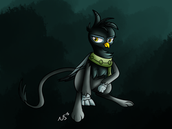 Size: 2000x1500 | Tagged: safe, artist:novaspark, gertrude, griffon, g4, the lost treasure of griffonstone, clothes, scarf, solo