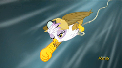 Size: 1920x1080 | Tagged: safe, screencap, gilda, griffon, g4, the lost treasure of griffonstone, abysmal abyss, discovery family logo, falling, female, hard hat, hat, rope, solo, speed lines