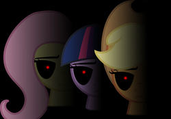 Size: 7175x4998 | Tagged: safe, applejack, fluttershy, twilight sparkle, g4, absurd resolution, applefreddy, applefreddy fazjack's pizzeria, chicashy, five nights at freddy's, fnaf 2, freddy fazbear, twilightbonnie