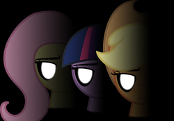 Size: 7175x4998 | Tagged: safe, applejack, fluttershy, twilight sparkle, g4, absurd resolution, applefreddy, applefreddy fazjack's pizzeria, chicashy, five nights at freddy's, fnaf 2, freddy fazbear, twilightbonnie