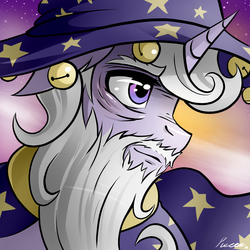 Size: 1900x1900 | Tagged: safe, artist:whitepone, star swirl the bearded, pony, unicorn, g4, bags under eyes, bust, male, signature, solo, stallion