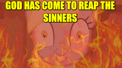Size: 720x405 | Tagged: safe, derpy hooves, pegasus, pony, epic rage time, g4, female, final hallway xiii, fire, gif, god has come to reap the sinners, image macro, insanity, jontron, mare, meme, non-animated gif