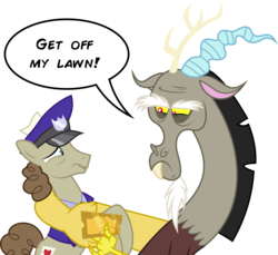 Size: 6562x6000 | Tagged: safe, artist:dasprid, discord, parcel post, post haste, earth pony, pony, g4, make new friends but keep discord, absurd resolution, mailpony, male, messenger, stallion