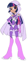 Size: 1231x2628 | Tagged: safe, artist:edcom02, artist:jmkplover, twilight sparkle, human, spiders and magic: rise of spider-mane, equestria girls, g4, amethyst sorceress, clothes, costume, dark skin, female, human coloration, humanized, simple background, solo, superhero, transparent background