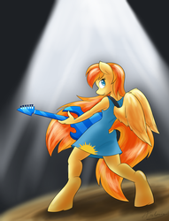 Size: 4361x5723 | Tagged: safe, artist:ambris, oc, oc only, oc:graceful sunrise, anthro, unguligrade anthro, absurd resolution, clothes, colored pupils, dress, implied wing hole, multiple variants, solo, tail, tail hole