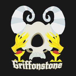 Size: 630x630 | Tagged: safe, artist:tappin, arimaspi, g4, the lost treasure of griffonstone, arimaspi skull, black background, blackletter, clothes, dead, design, griffonstone, idol of boreas, metal, rock, simple background, skull, t-shirt
