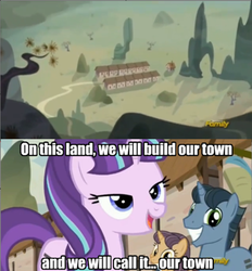 Size: 500x538 | Tagged: safe, screencap, amethyst skim, log jam, starlight glimmer, g4, firefly (series), image macro, meme, our town