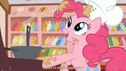 Size: 1278x716 | Tagged: safe, screencap, pinkie pie, g4, the lost treasure of griffonstone, meme, youtube caption