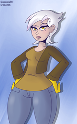 Size: 2500x4000 | Tagged: safe, artist:scobionicle99, gilda, human, g4, clothes, female, humanized, jeans, solo, wide hips
