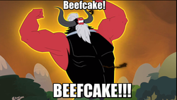 Size: 1042x591 | Tagged: safe, screencap, lord tirek, g4, twilight's kingdom, aura, beefcake, eric cartman, glowing, grin, growth, image macro, male, meme, muscle expansion, muscles, solo, south park