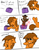 Size: 540x688 | Tagged: safe, artist:marsminer, oc, oc only, oc:venus spring, bear, pony, unicorn, abuse, blank flank, braces, brown hair, brown mane, brown tail, bully, bullying, comic, crying, dialogue, ears back, eyes closed, female, filly, fillybuse, five nights at freddy's, floppy ears, freddy fazbear, frown, happy, horn, humiliation, insult, legs in air, lidded eyes, lip bite, mean, no cutie marks yet, ocbuse, offscreen character, on back, onomatopoeia, open mouth, orange coat, orange eyes, orange fur, present, prone, pure unfiltered evil, sad, scared, simple background, small horn, smiling, solo, speech bubble, tail, tears of fear, tears of sadness, unicorn oc, venus abuse, venus spring having a bad time, whimpering, white background, younger