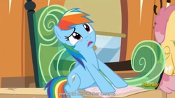 Size: 1277x713 | Tagged: safe, screencap, dizzy twister, orange swirl, rainbow dash, g4, the lost treasure of griffonstone, animation error, meme, youtube caption