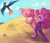 Size: 2000x1733 | Tagged: safe, artist:schnellentod, pinkie pie, rainbow dash, g4, beach, summer