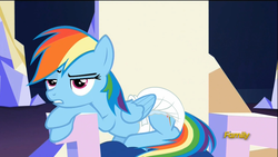 Size: 1920x1080 | Tagged: safe, edit, edited screencap, screencap, rainbow dash, g4, the lost treasure of griffonstone, diaper, diaper edit, female, non-baby in diaper, poofy diaper, solo