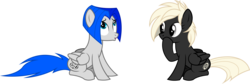 Size: 5764x1944 | Tagged: safe, artist:outlawedtofu, oc, oc only, oc:astral, oc:sapphire sights, fallout equestria, alternate hairstyle, mane swap, simple background, transparent background, vector