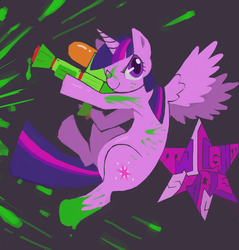 Size: 945x989 | Tagged: safe, artist:kai(ry, twilight sparkle, alicorn, pony, g4, female, mare, solo, splatoon, splattershot, twilight sparkle (alicorn)