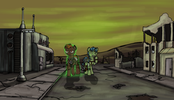 Size: 1299x749 | Tagged: safe, artist:nukechaser, fallout equestria, glowing, radiation, raider