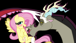 Size: 1211x689 | Tagged: safe, artist:darkwingsnark, discord, fluttershy, g4, female, male, ship:discoshy, shipping, straight