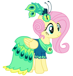 Size: 5000x5236 | Tagged: safe, artist:mixiepie, fluttershy, g4, make new friends but keep discord, absurd resolution, clothes, dress, female, gala dress, simple background, solo, transparent background, vector