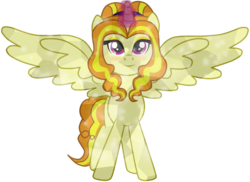 Size: 6180x4500 | Tagged: safe, artist:mixiepie, adagio dazzle, alicorn, crystal alicorn, pony, g4, absurd resolution, adagicorn, crystallized, female, glowing horn, horn, looking at you, magic, ponified, simple background, smiling, solo, spread wings, transparent background, vector, xk-class end-of-the-world scenario