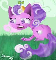 Size: 500x542 | Tagged: safe, artist:merienvip, screwball, cat, g4, crying, hat, propeller hat, species swap, swirly eyes